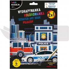 Wydrapywanka z kolorowanką 2w1 Pojazdy KIDEA