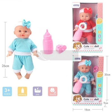 Lalka sikająca z butelką i smoczkiem MIX