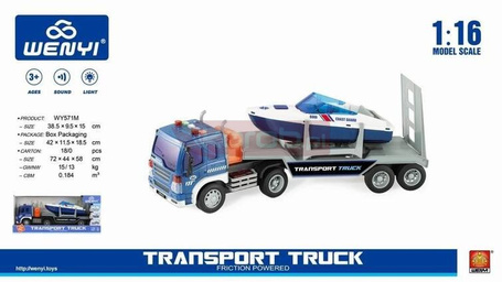 Samochód z lawetą i motorówką 1:16 WY571M