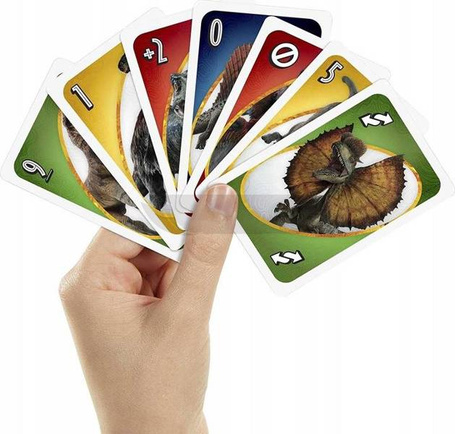JURASSIC WORLD Dominion Gra karty UNO gra rodzinna GXD72
