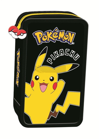 Piórnik potrójny z wyposażeniem Pokemon