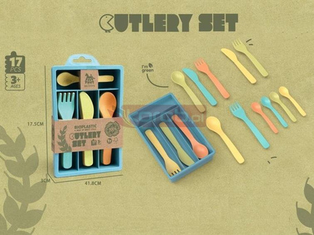 Zestaw sztućców z bioplastiku w pudełku 17el