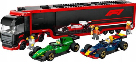 LEGO CITY 60445 Ciężarówka z bolidami RB20 i AMR24 F1, zestaw klocków