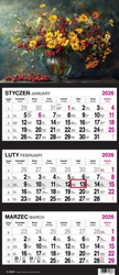 Kalendarz 2026 trójdzielny Bukiet
