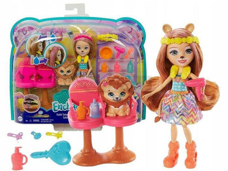 Lalka Enchantimals Lacey Lion Salon Fryzur GTM29