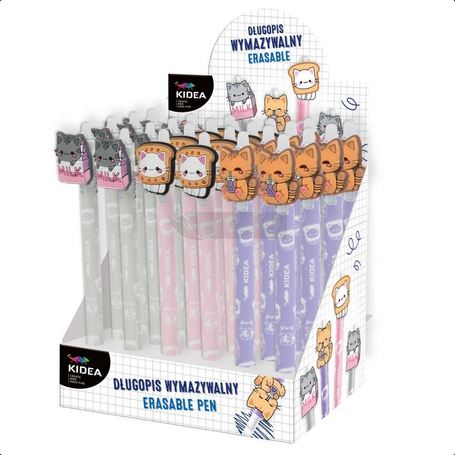 Długopis wymazywalny z figurką Kotek (24szt) KIDEA