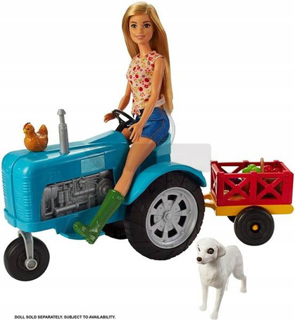 Lalka Barbie Traktor z przyczepą GFF49