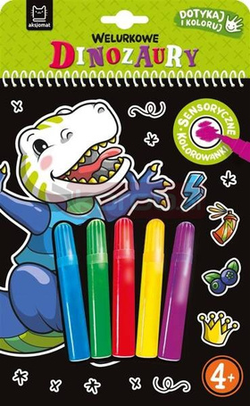 Dotykaj i koloruj Welurowe kolorowanki Dinozaury
