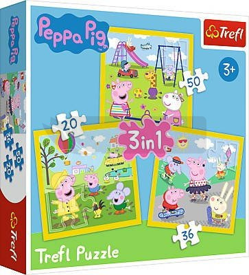 Puzzle 3w1 - Świnka Peppa - Wesoły dzień Peppy