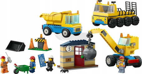 LEGO CITY 60391 CIĘŻARÓWKI I DŹWIG Z KULĄ WYBURZEN zestaw dla dzieci +4 lat