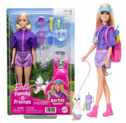 LALKA BARBIE MALIBU Przygody na łonie natury, zestaw z pieskiem JJV59