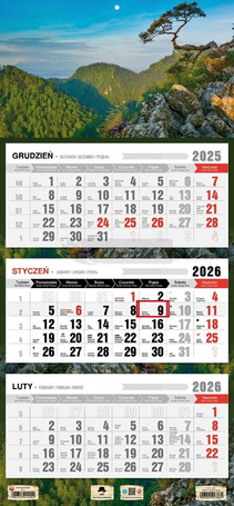 Kalendarz 2026 trójdzielny płaska główka Sokolnica