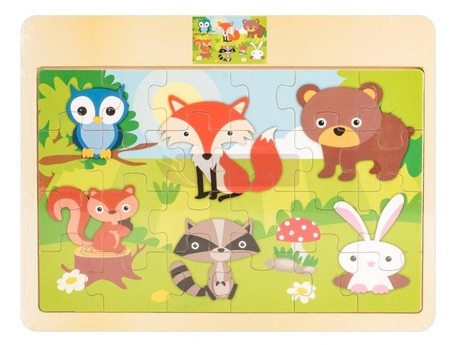 Układanka drewno - zwierzęta leśne