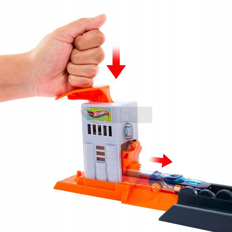 HOT WHEELS CITY ZESTAW TORÓW GŁODNY GORYL + autko, zestaw dla dzieci +4 lat JHL92