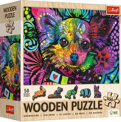 Puzzle drewniane 500+1 Kolorowy szczeniak TREFL