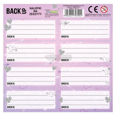 Nalepki na zeszyty BackUp 7 A32 (25szt) DERFORM