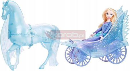 DISNEY KRAINA LODU LALKA KSIĘŻNICZKA ELSA w pięknej karocy z koniem Nokk JBG56