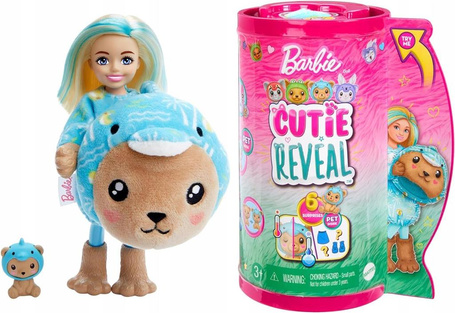 LALKA BARBIE CUTIE REVEAL CHELSEA W KOSTIUMIE MISIA przebranego za DELFINA HRK30
