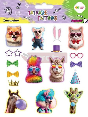 Tatuaże zmywalne Animals Funny HAPPY COLOR