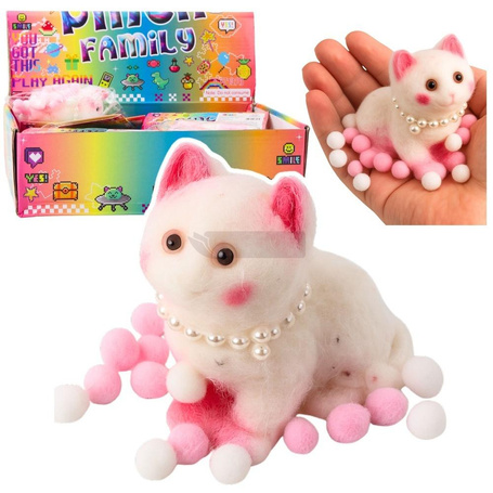 Miękki gniotek biały kotek z futerkiem