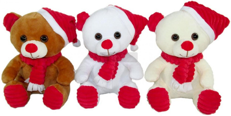 Miś świąteczny w szaliku 20cm MIX