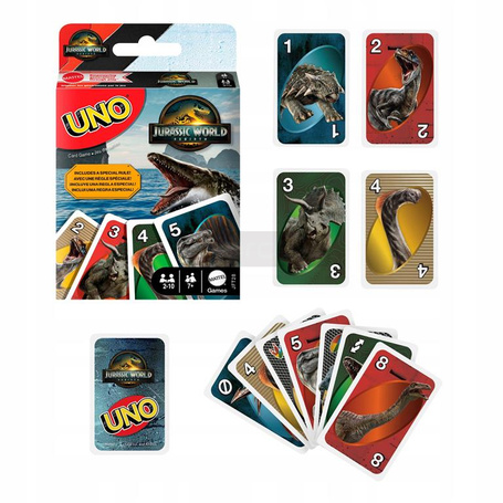 GRA KARTY UNO JURASSIC WORLD ODRODZENIE oryginalne kultowe karty Uno JFT28