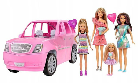 Lalka Barbie limuzyna i 4 lalki GFF58