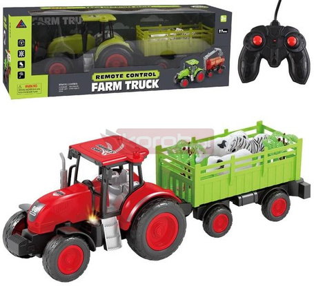 Traktor z przyczepą na radio