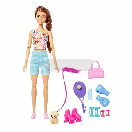 LALKA BARBIE RELAKS FITNESS zestaw z pieskiem HKT91