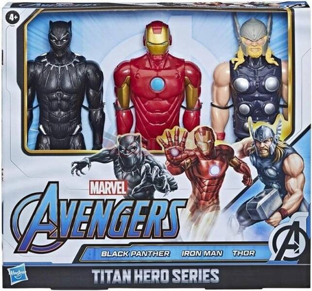 MARVEL AVENGERS TITAN HERO zestaw 3 figurek IRON MAN, THOR, CZARNA PANTERA F5291