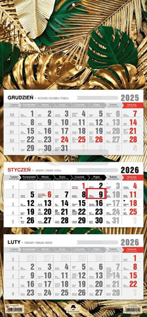 Kalendarz 2026 trójdzielny płaska główka glamour
