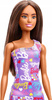 KLASYCZNA LALKA BARBIE szatynka w fioletowej sukience HGM57