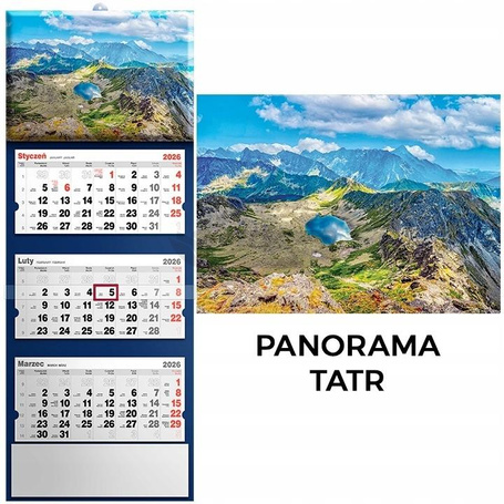 Kalendarz 2026 trójdzielny panorama tatr
