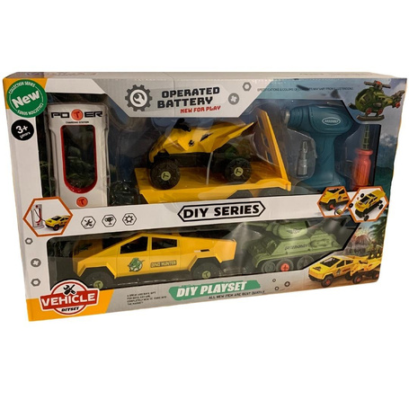 Samochód do montażu z przyczepą i czołgiem