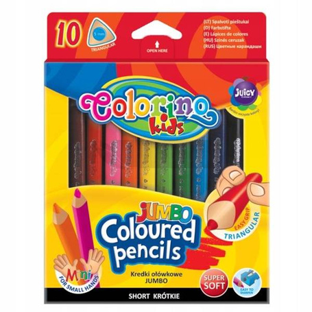 COLORINO KREDKI TRÓJKĄTNE JUMBO 10 KOL krótkie 32964