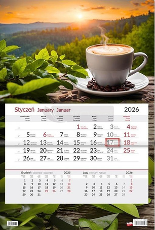 Kalendarz 2026 jednodzielny Kawa