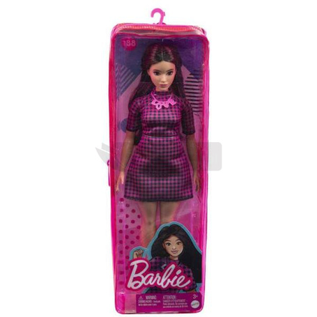 Lalka Barbie Fashionistas sukienka różowa kratka HBV20