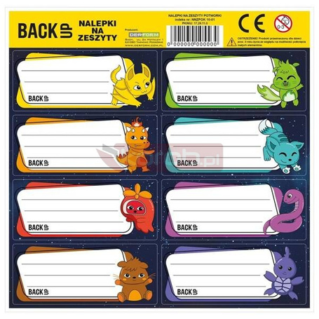Nalepki na zeszyty BackUp 6 A62 (25szt) DERFORM