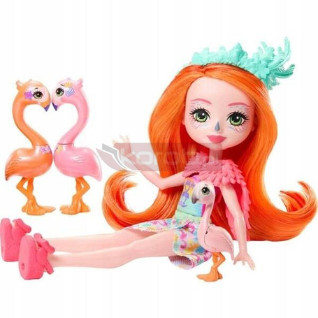 ENCHANTIMALS ZESTAW RODZINA FLAMING lalka Florinda Flamingo + 3 flamingi HRX85