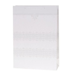 Torebka Lux 14,5x15x6,5cm brokat biała ROZETTE