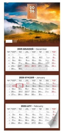 Kalendarz 2026 trzymiesięczny premium