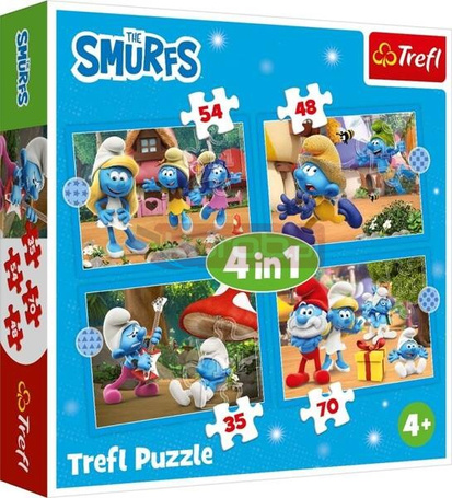 Puzzle 4w1 Wioska Smerfów TREFL