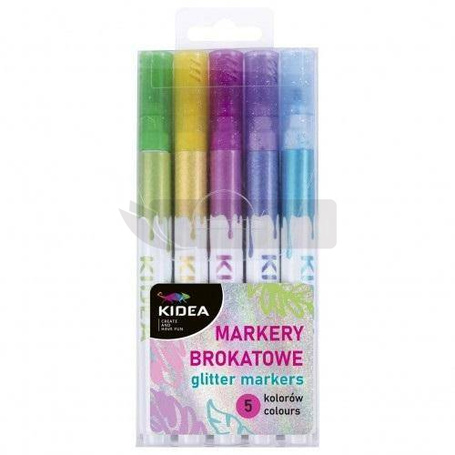 Markery brokatowe 5 kolorów KIDEA