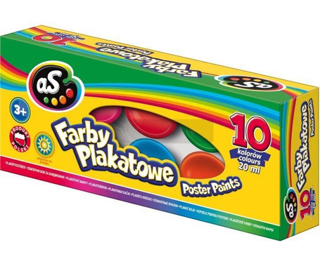 Farby plakatowe 10 kolorów 20ml AS