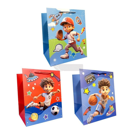 Torebka prezentowa dziecięca M szerokie dno mix