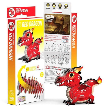 Czerwony Smok Eugy. Eko Układanka 3D
