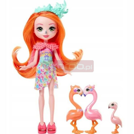 ENCHANTIMALS ZESTAW RODZINA FLAMING lalka Florinda Flamingo + 3 flamingi HRX85