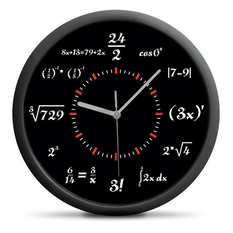 Zegar ścienny z działaniami matematycznymi