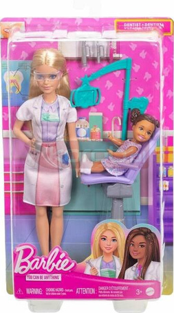 LALKA BARBIE DENTYSTKA Z PACJENTEM zestaw lalka Barbie + akcesoria JCR74