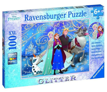 Puzzle 100 Kraina Lodu Błyszczący śnieg XXL brokat